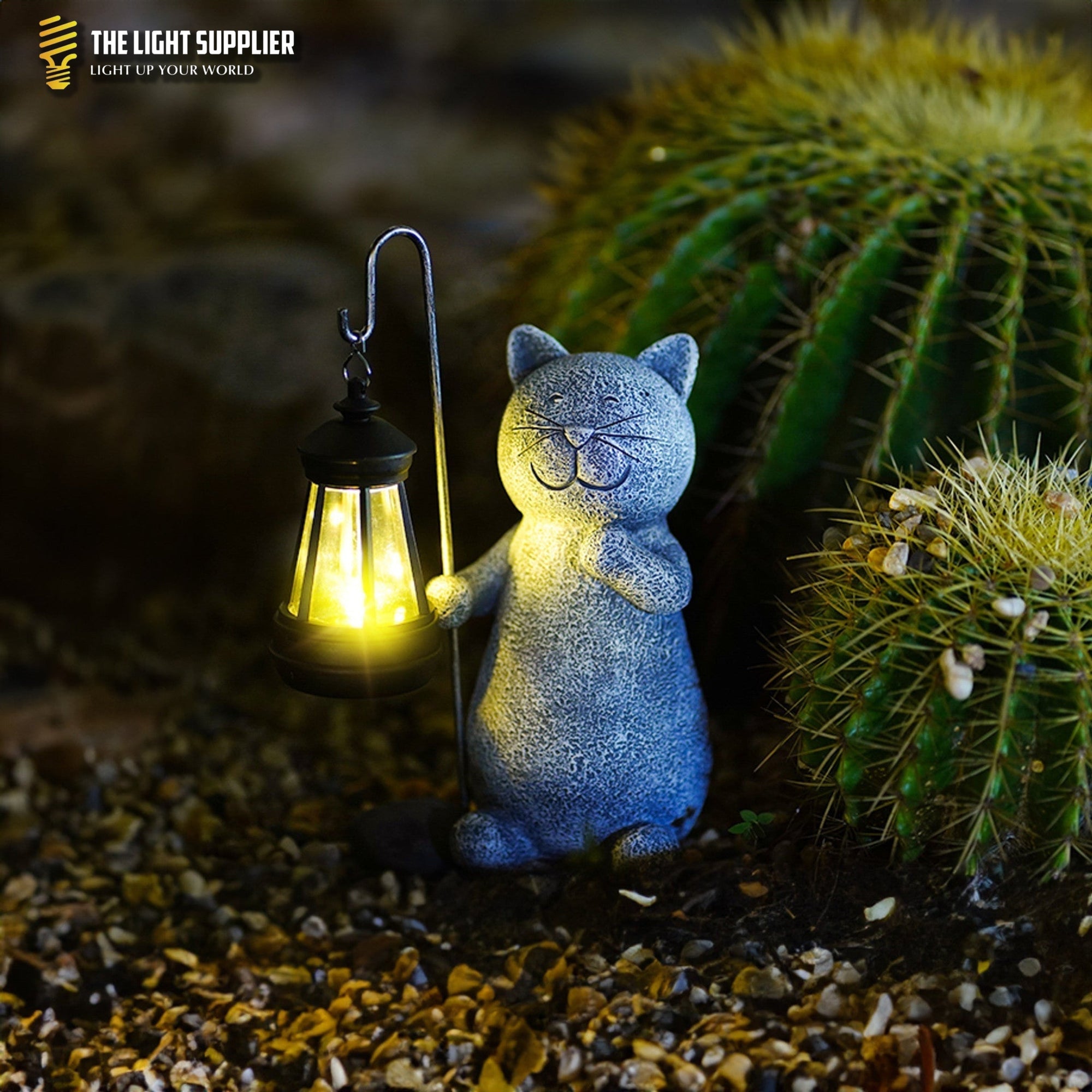 Goldene leuchtende Katze Außenbeleuchtung