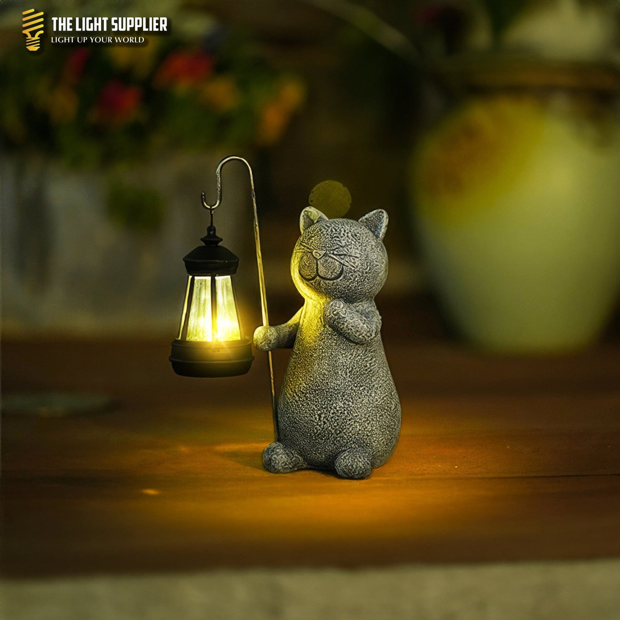 Goldene leuchtende Katze Außenbeleuchtung