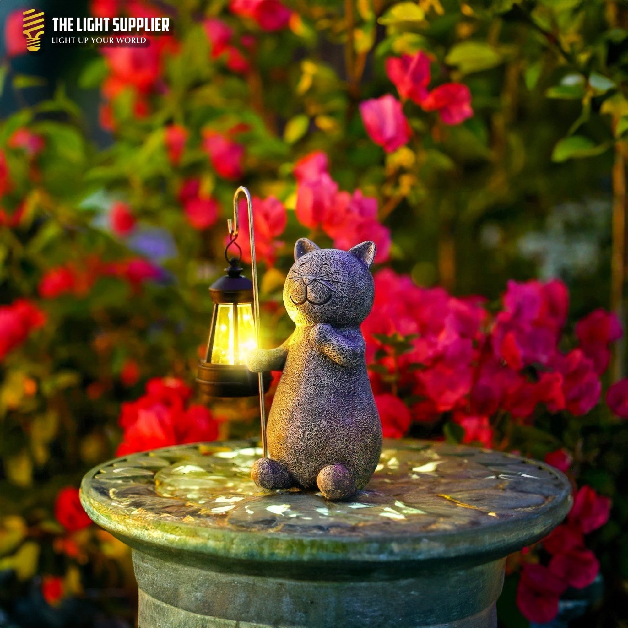 Goldene leuchtende Katze Außenbeleuchtung