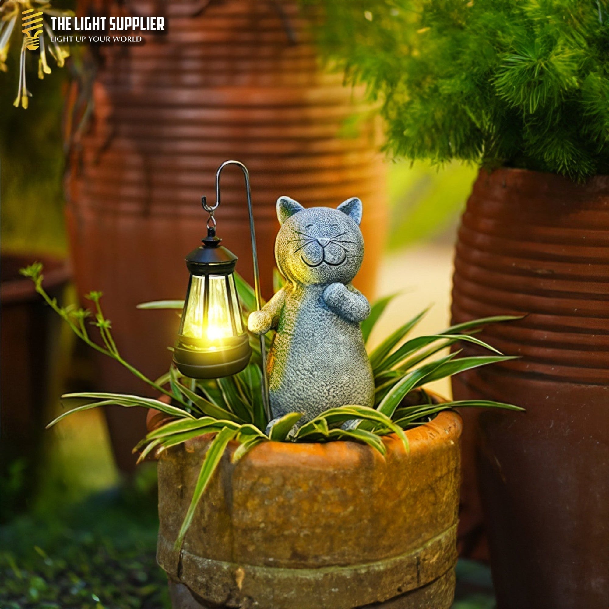 Goldene leuchtende Katze Außenbeleuchtung